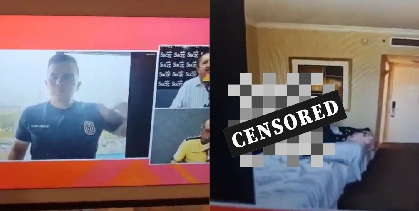 Captura de video | Periodista deportivo muestra a su presunta amante durante transmisión en vivo.